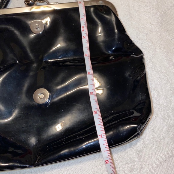Vintage Black Patent Leather Clutch Wristlet - Picture 12 of 13